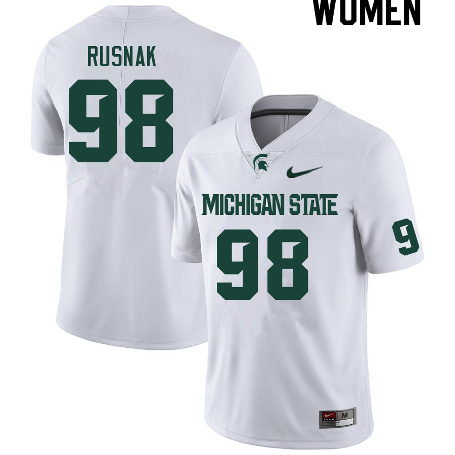 Women #98 Stephen Rusnak Michigan State Spartans College Football Jerseys Sale-White